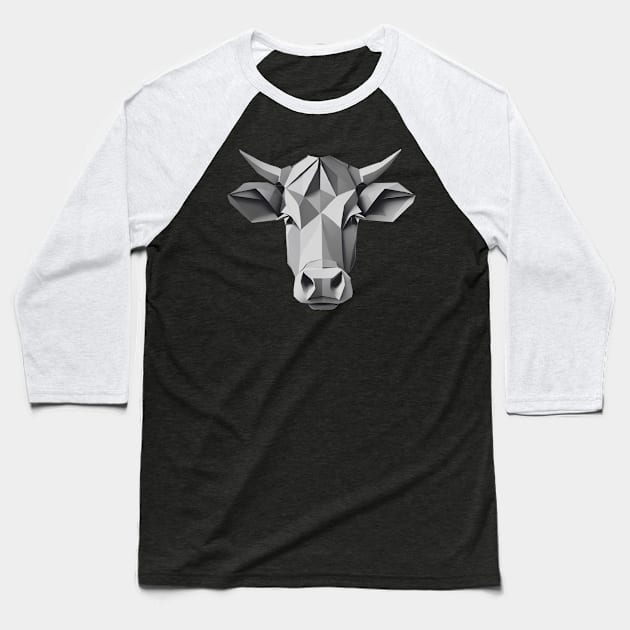 Cow head origami black and white Baseball T-Shirt by Marhcuz